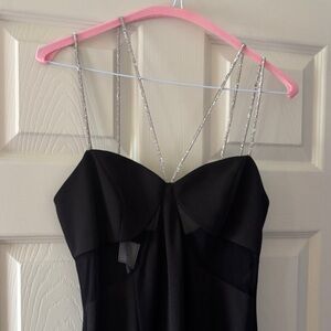 Elegant Black Maxi Dress with Strappy Details